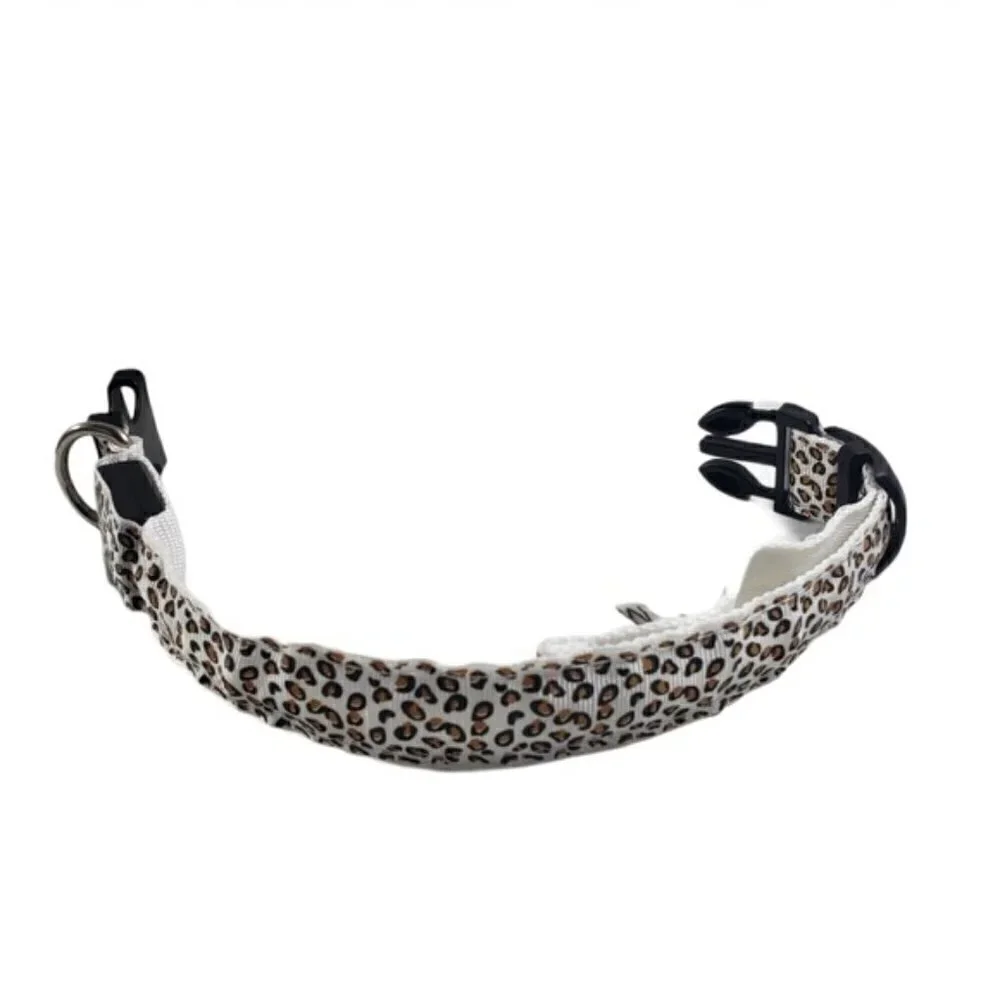 Animal Print Dog Collar with 3 Settings White LED